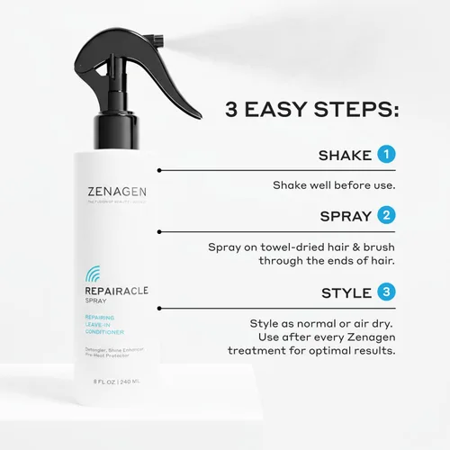 Miniatura 7 de ZENAGEN Evolve Trio Kit para cabello visiblemente dañado y opaco Champú nutritivo + acondicionador + acondicionador sin enjuague, restaura