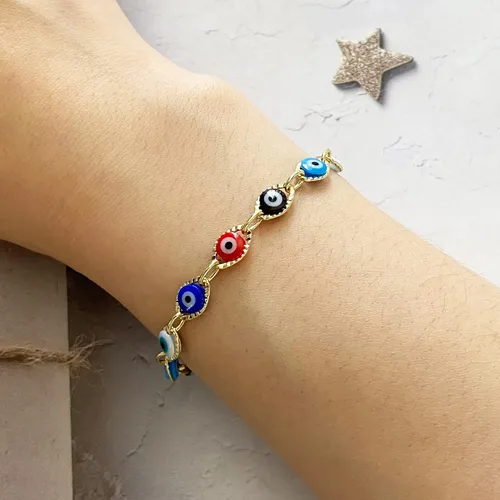 Miniatura 7 de Dainty Evil Eye Bracelets for Women,14K Gold Evil Eye Chain Bracelet for Girls