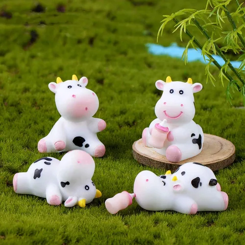 Miniatura 2 de 6 piezas de figuras de vaca para niños, lindos juguetes de animales, decoración de pasteles, vaca, hada, jardín, figuritas en miniatura, colección