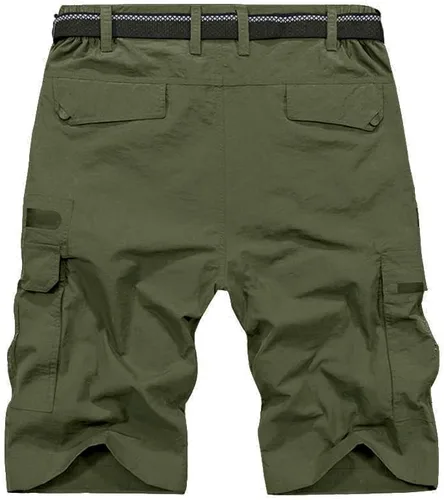 Miniatura 2 de Pantalones cortos de senderismo para hombre, de secado rápido, ligeros, transpirables, para exteriores, de carga., Verde, 40