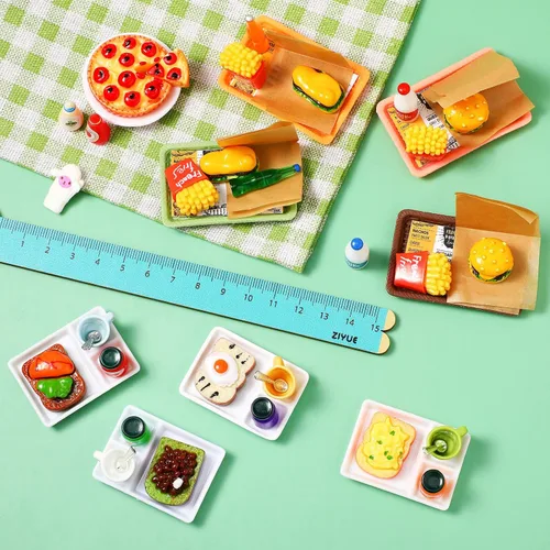 Miniatura 2 de Civaner Juego de 50 piezas de accesorios de comida rápida en miniatura para casa de muñecas, mini comida de Navidad, bebida mixta de resina, mini