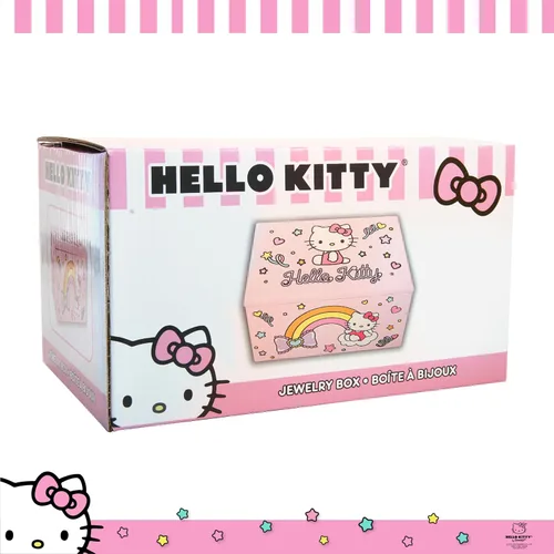 Miniatura 6 de Hello Kitty Sanrio Joyero con bandeja Regalo oficial de madera rosa
