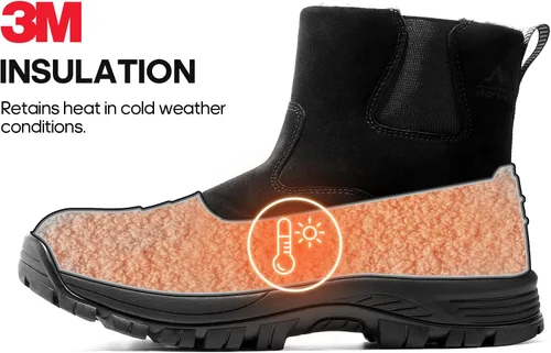 Miniatura 4 de NORTIV 8 Botas de nieve de invierno para hombre, impermeables, aisladas, sin cordones