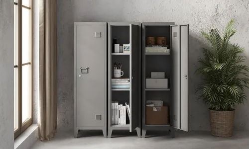 Miniatura 7 de MIOCASA Gabinete de metal para oficina en casa con puertas y estantes con cerradura para archivadores organizadores de abrigos para niños Gris