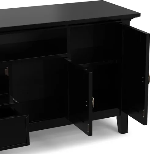 Miniatura 7 de SIMPLIHOME Redmond - Soporte para TV, consola multimedia de madera maciza de 72 pulgadas de ancho en negro, centro de entretenimiento de transición