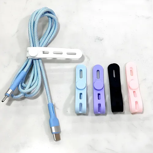 Miniatura 6 de Paquete de 10 bridas de silicona para cables, organizador de cables, reutilizable, lavable, organizador de correas con hebilla de bloqueo, protector
