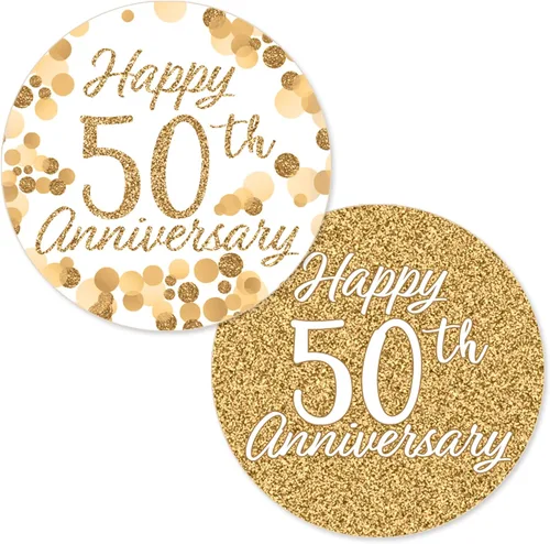 Miniatura 11 de DISTINCTIVS Calcomanías doradas de beso del 50 aniversario – 180 unidades – 4 diseños únicos – recuerdos de fiesta de boda y aniversario de negocios