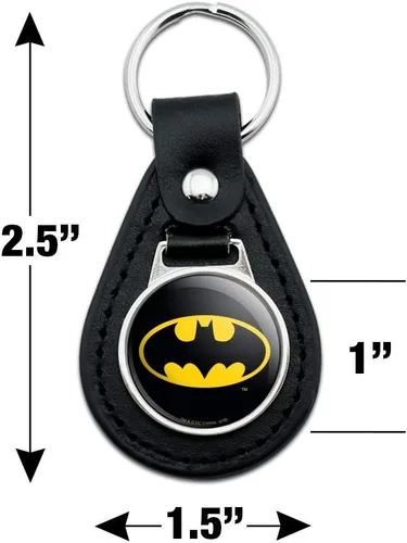 Miniatura 2 de GRAPHICS & MORE Colección de llaveros con logotipo de Batman de cuero negro de Batman