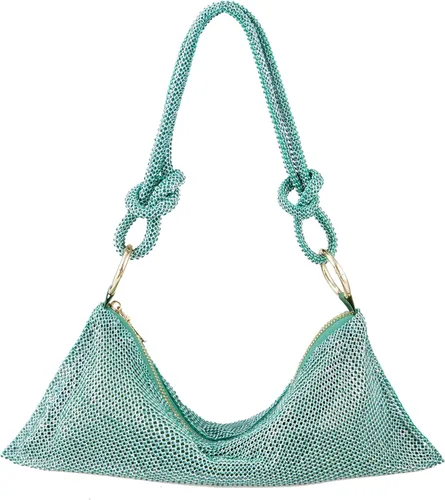 Chanrekenti Bolso de noche con diamantes de imitación, bolso brillante con diamantes de imitación, bolso Hobo