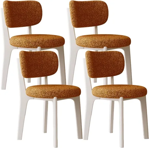Miniatura 25 de YVYKFZD Solid Wood Dining Chairs, Fabric Dining Room Chair Set of 2/4/6, Upholstered Kitchen Chairs with Curved Backrest, Armless Living Room Chair