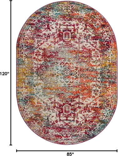 Miniatura 2 de Unique Loom Richmond Collection - Alfombra de área con medallón (7 pies 1 pulgada x 10 pies, ovalada, multicolor y negro)