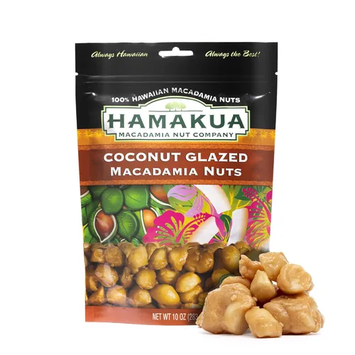 Hamakua Macadamia Nuts – Coco glaseado dulce – Cultivado en Hawai saborizado seco tostado medio y macadamia entera – Nueces de macadamia grandes