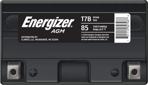 Miniatura 2 de Energizer Batería T7B AGM para motocicleta y ATV de 12 V, 85 amperios de arranque en frío y 6 Ahr. Reemplaza: YTX7B-BS y otros