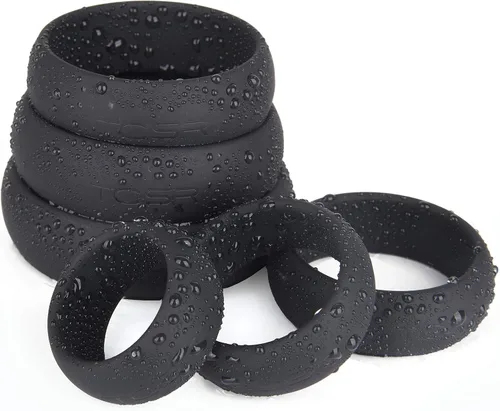 Miniatura 2 de Autofor Super elástico de silicona negro anillo para pene, transparente