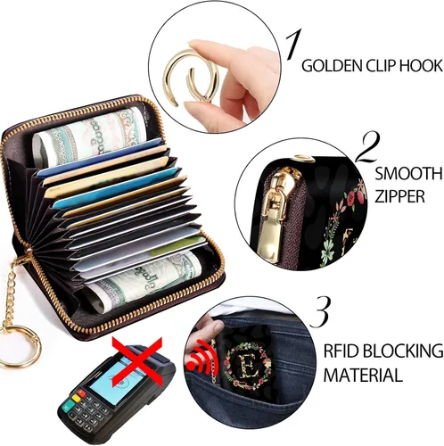 Miniatura 5 de Cartera delgada para tarjetas de crédito RFID para mujer, mini-cartera pequeña para mujer, carteras para tarjetas para mujer, delgada, cartera
