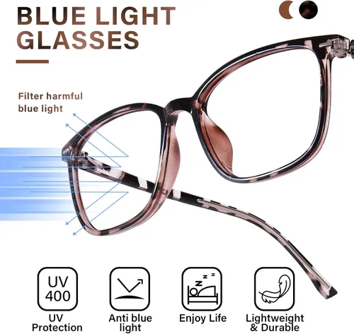 Miniatura 5 de FONHCOO Gafas de bloqueo de luz azul para mujeres y hombres, TR90, marco de moda, gafas de luz azul para computadora Marfil