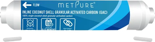 Miniatura 9 de Metpure Filtro de agua GAC en línea 2" x 10" x 3/8" OD. carbón activado granular de cáscara de coco para sistema de filtración de agua de ósmosis