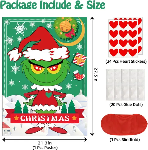 Miniatura 2 de Juegos de Navidad EMPOF - Pin The Heart Juegos de Manualidades Navideñas para Niños y Familias, Linda Decoración de Pared, Artículos de Fiesta