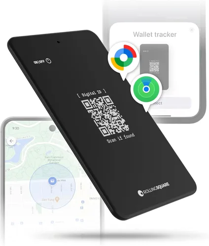 Rolling Square AirCard Dual - Rastreador de billetera Bluetooth - Compatible con Apple iOS Find My y Google Android Find Hub - Carga inalámbrica,