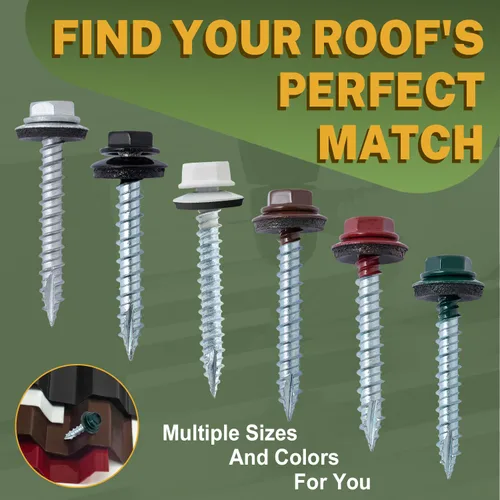 Miniatura 6 de LIONMAX 300 piezas de tornillos para techos de metal #10 × 1 pulgada, revestimiento antioxidante, cabeza hexagonal, tornillo de chapa metálica