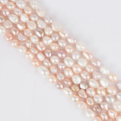 Miniatura 40 de Cuentas de perlas de arroz de agua dulce naturales de 0.35 a 0.35 pulgadas, perlas auténticas de 14 pulgadas, cuentas sueltas para hacer joyas