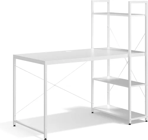 Miniatura 9 de Ames - Escritorio reversible para computadora de juegos de 47 pulgadas con estantes ajustables, escritorio de oficina en casa, gestión de cables