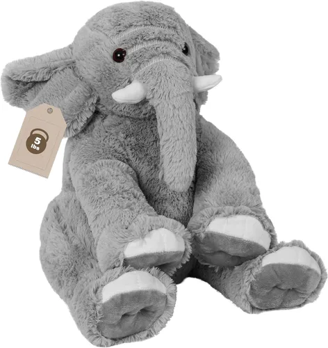 Miniatura 8 de OurHonor Animales de peluche con peso de elefante, 5 libras y 16 pulgadas, peluche de elefante de peluche con peso, regalos para niños y adultos Azul