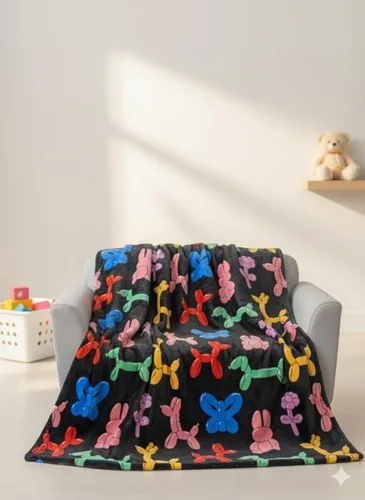 Miniatura 3 de Manta de caniche de globo rosa de 50 x 70 pulgadas - Manta de forro polar de felpa estética, bonito patrón de estrella a cuadros, decoración suave