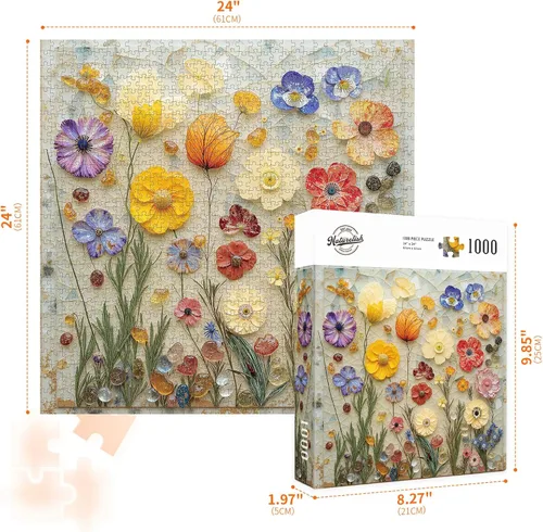 Miniatura 2 de Rompecabezas para adultos de 1000 piezas, rompecabezas de flores coloridas, rompecabezas cuadrado vibrante, juego desafiante para actividades