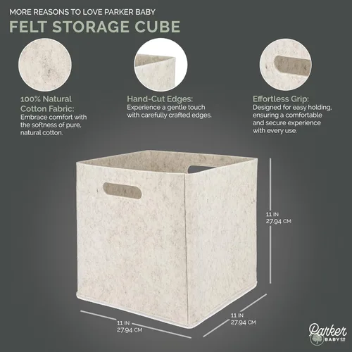 Miniatura 2 de Parker - Cubo de almacenamiento plegable de fieltro para bebé, cubos de almacenamiento de 11 pulgadas para organizador de cubos, organizadores