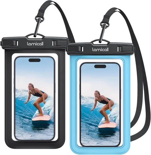 Miniatura 14 de Lamicall Funda impermeable para teléfono iPhone 17 16 15 14 13 12 Pro Max Plus XS, bolsas de equipo de natación para 4-7 pulgadas, negro y negro