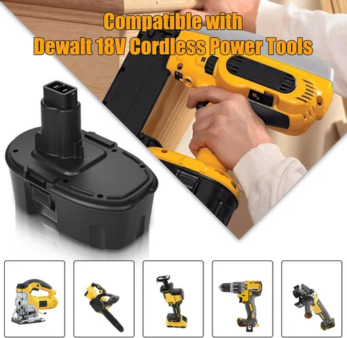 Miniatura 4 de Dosctt Paquete de 2 baterías de repuesto Ni-Mh DC9098 DC9098 DC9096 de 18 voltios compatibles con Dewalt batería de 18 V DW9096 DW9098 DW9099 DE9095