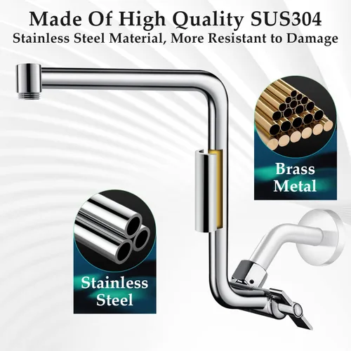 Miniatura 5 de Brazo de extensión de cabezal de ducha tipo lluvia, brazo de extensión de ducha de metal de 12 pulgadas, extensor de cabezal de ducha curvado Cromo