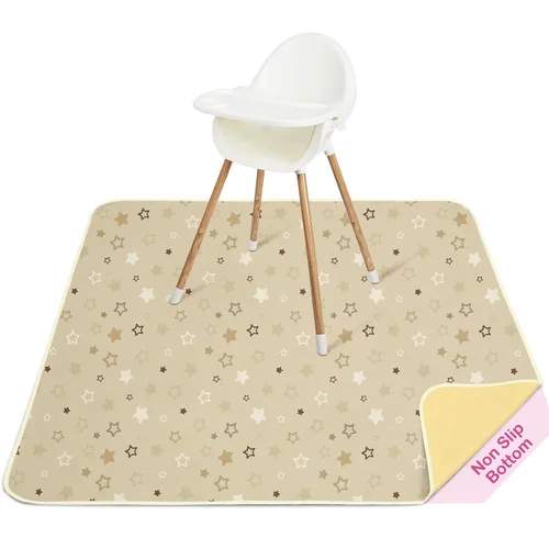 Miniatura 19 de Basumee Alfombrilla de salpicaduras para silla de bebé, impermeable, tapete de juego para debajo de la silla alta, tapete para atrapar alimentos