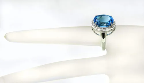 Miniatura 2 de RB Gems - Anillo de plata de ley 925, ovalado, 0.551 x 0.472in, acabado rodiado, estilo cóctel