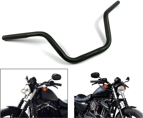 Miniatura 11 de Manubrio para Motocicleta 1 pulgada 25mm Ace Cafe Racer Clubman Compatible con Harley Sportster XL883 XL1200 (Negro Bajo)