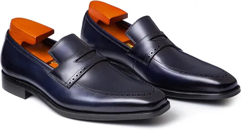 Miniatura 4 de Hallow unbind Zapatos de vestir hechos a mano para hombre, mocasines de cuero de grano completo, mocasines formales sin cordones para hombre