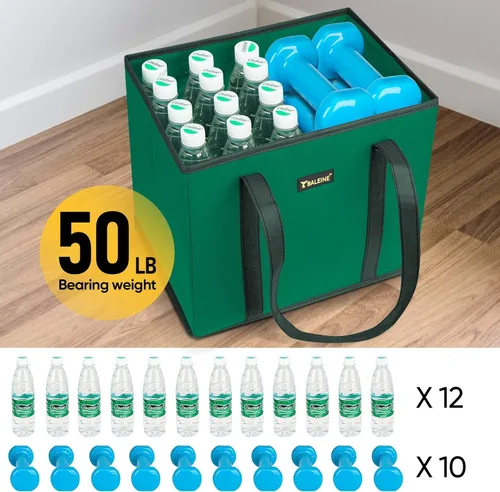 Miniatura 6 de BALEINE Paquete de 3 bolsas reutilizables para comestibles, bolsas de compras plegables para comestibles con parte inferior reforzada y asas (verde)