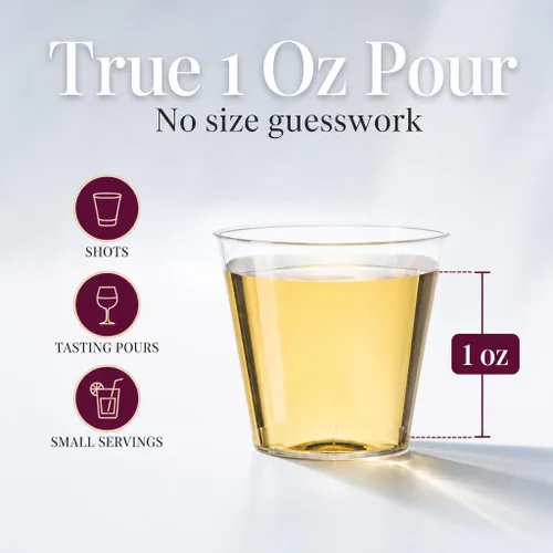 Miniatura 2 de Embellish Cristal de plástico duro transparente de 1 oz de vidrio de chupito transparente, paquete de 50