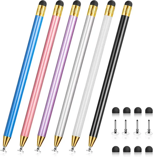 Miniatura 13 de Stylus Negro 6 Piezas, Lápiz Stylus de Metal 2 en 1 para Pantalla Táctil, Puntas de Goma de Alta Precisión y Sensibilidad, Compatible con iPhone