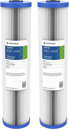 Pentair Pentek R30-20BB Big Blue Filtro de Agua para Sedimentos, Cartucho de Filtro de Poliéster Plisado para Toda la Casa, 20" x 4.5", 30 Micrón,