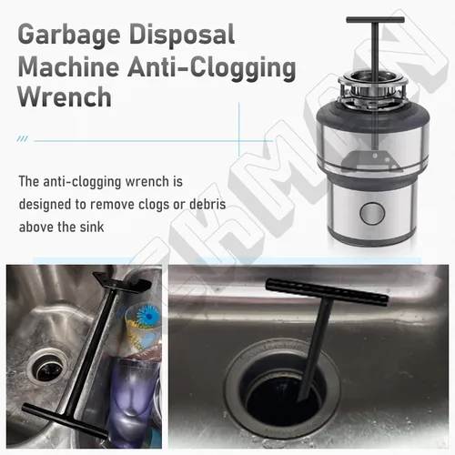 Miniatura 3 de Llave de desatascamiento para triturador de basura, llave de desatasco, para desalojar atascos o desorden desde arriba del fregadero, compatible