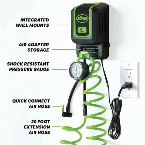 Miniatura 3 de Estación de Inflado de Garaje Slime 40070, Inflador de 120V de Montaje en Pared, Para coches, bicicletas, inflables, pelotas deportivas