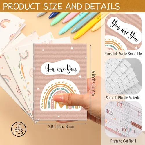 Miniatura 2 de Ctosree 60 piezas de regalos de agradecimiento a los empleados, 30 bolígrafos motivacionales inspiradores y 30 mini cuadernos, juego de mini diarios