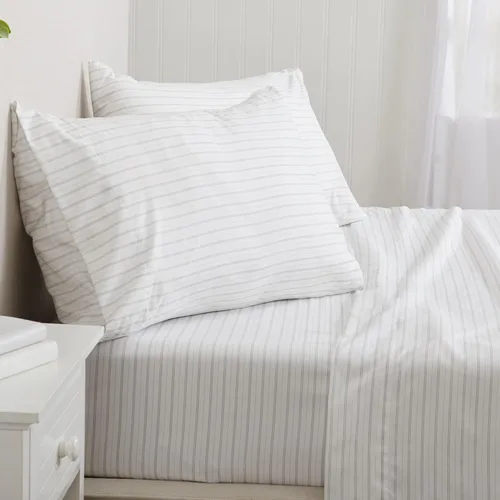 Juego de sábanas de 3 piezas para cama individual de microfibra - Sábanas y fundas de almohada ultrasuaves, cepilladas y rayadas - Resistente a las