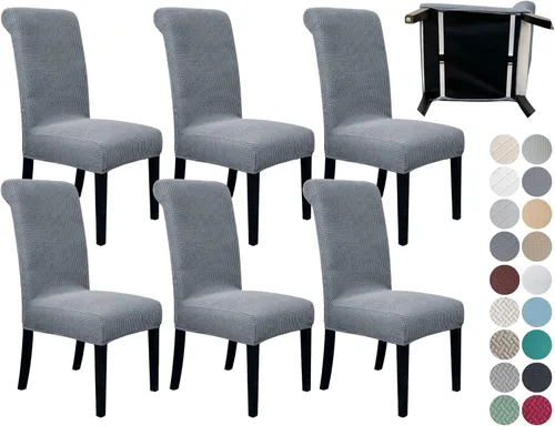 Miniatura 22 de SPRINGRICO Paquete de 2 fundas para sillas de comedor con cinturón de seguridad, fundas elásticas para sillas Parsons lavables, fundas protectoras