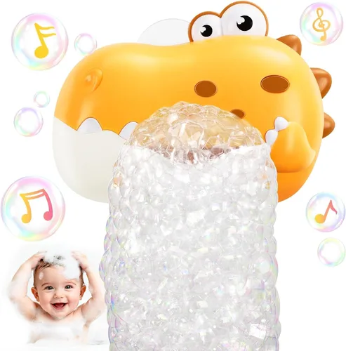 Miniatura 10 de Juguetes de baño para bebés, máquina recargable de burbujas de dinosaurio con música, juguetes de baño para bañera para niños pequeños, regalos