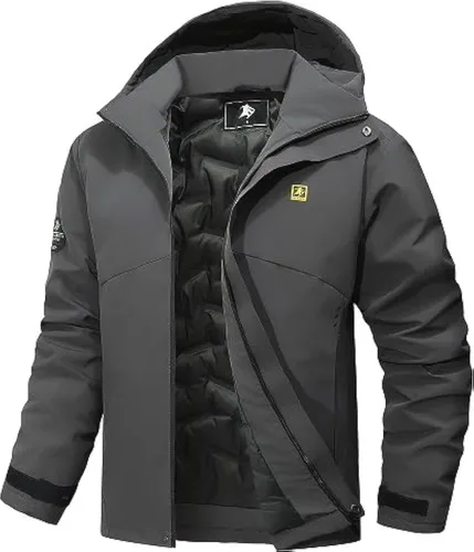 Miniatura 4 de YYCABGTI - Chaqueta de esquí impermeable para hombre, abrigo de invierno cálido, cortavientos, con capucha, ideal para la nieve y la montaña