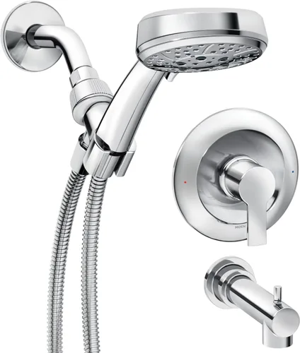 Miniatura 13 de Moen Meena Oro Bronceado Grifo de Ducha Moderno de Una Sola Manija con Ducha de Mano y Boquilla de Tina para Bañera, Válvula Incluida, 82618BZG