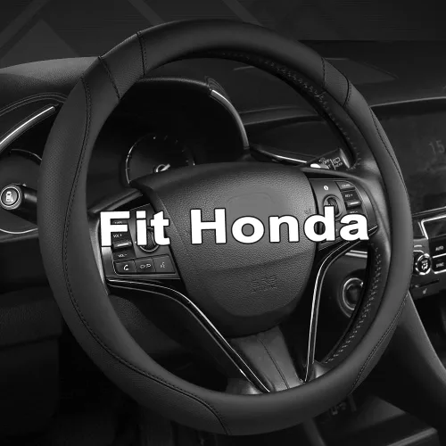 West Llama Funda personalizada para volante de automóvil para Honda Civic, CR-Z, Insight, S2000, 14" - 14.25" (Negro-Tamaño Pequeño)